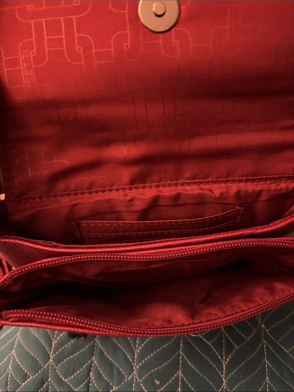 Rosetti Red Pebbled Crossbody Bag with Front Zip Pocket